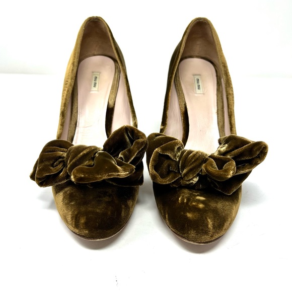 Miu Miu Shoes - MIU MIU crushed velvet heels with bow, made in Italy, size 39.5